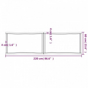 Sötétbarna kezelt tömör asztallap 220x60x(2-4) cm