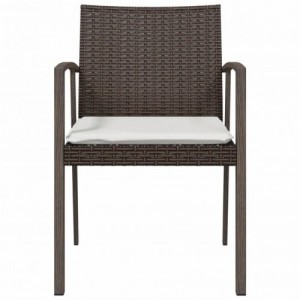 2 db barna polyrattan kerti szék párnával 56,5 x 57 x 83 cm