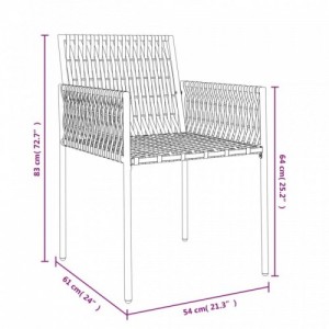 2 db barna polyrattan kerti szék párnával 54 x 61 x 83 cm