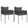 2 db fekete polyrattan kerti szék párnával 54 x 61 x 83 cm