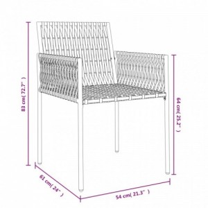 2 db fekete polyrattan kerti szék párnával 54 x 61 x 83 cm