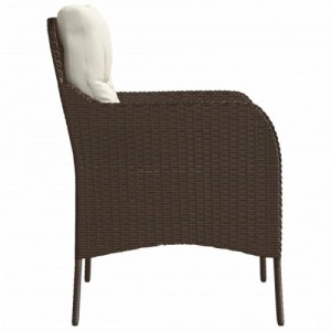 2 db barna polyrattan kerti szék párnával