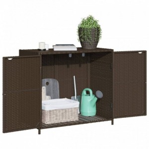 Barna polyrattan kerti tárolószekrény 83x45x76 cm