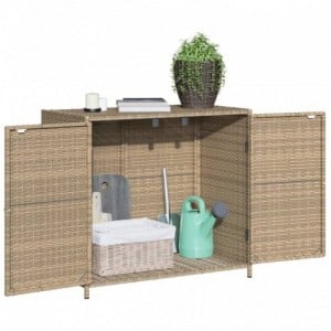 Bézs polyrattan kerti tárolószekrény 83x45x76 cm