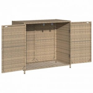 Bézs polyrattan kerti tárolószekrény 83x45x76 cm