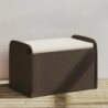 Barna polyrattan tárolópad párnával 80 x 51 x 52 cm