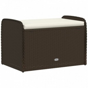 Barna polyrattan tárolópad párnával 80 x 51 x 52 cm