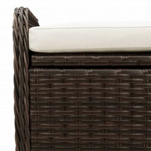 Barna polyrattan tárolópad párnával 80 x 51 x 52 cm