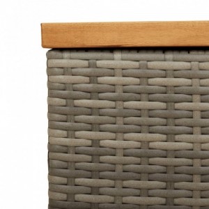 Szürke polyrattan és akácfa kerti tárolóláda 220 x 50 x 54 cm