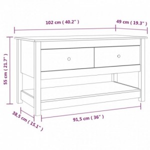 Fekete tömör fenyőfa dohányzóasztal 102 x 49 x 55 cm