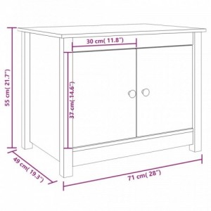 Fekete tömör fenyőfa dohányzóasztal 71 x 49 x 55 cm