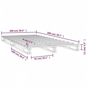 Fekete tömör fenyőfa raklapágy 100 x 200 cm