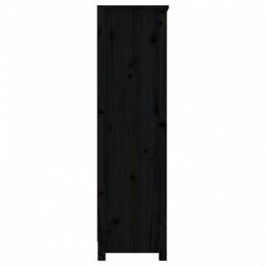Fekete tömör fenyőfa könyvszekrény 80x35x126 cm