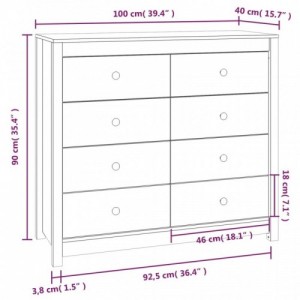 Fekete tömör fenyőfa kisszekrény 100 x 40 x 90 cm