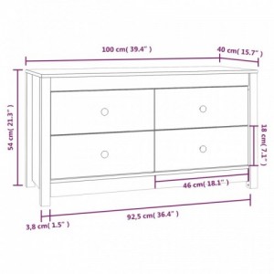 Mézbarna tömör fenyőfa kisszekrény 100x40x54 cm