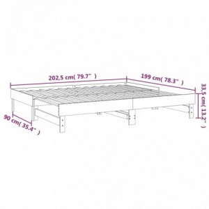 Fekete tömör fenyőfa kihúzható kanapéágy 2x(100x200) cm