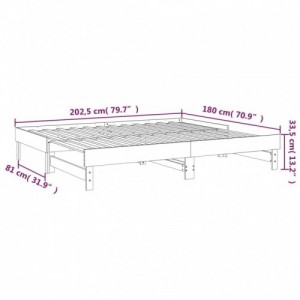 Fekete tömör fenyőfa kihúzható kanapéágy 2 x (90 x 200) cm