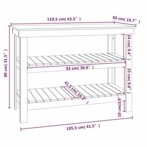 Tömör fenyőfa munkapad 110,5x50x80 cm