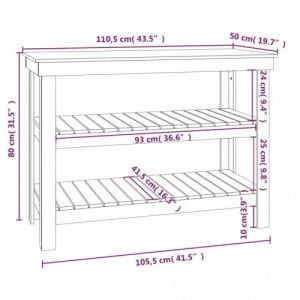 Szürke tömör fenyőfa munkapad 110,5x50x80 cm