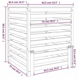 Fekete tömör fenyőfa komposztáló 82,5 x 82,5 x 99,5 cm