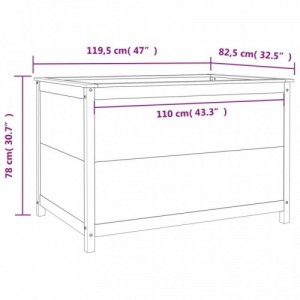 Fekete tömör fenyőfa kerti magaságyás 119,5 x 82,5 x 78 cm