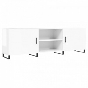 Fehér magasfényű szerelt fa TV-szekrény 150x30x50 cm