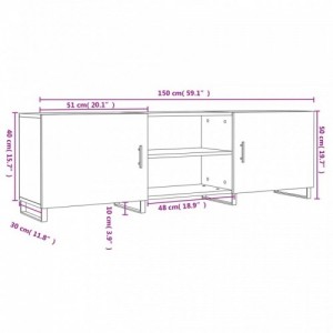 Betonszürke szerelt fa TV-szekrény 150 x 30 x 50 cm