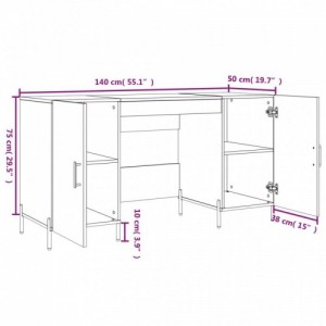 Betonszürke szerelt fa íróasztal 140 x 50 x 75 cm