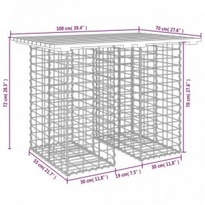 Tömör duglászfenyő gabion kerti pad 100x70x72 cm