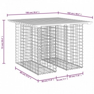 Tömör fenyőfa gabion kerti pad 100x102x72 cm