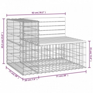 Tömör impergnált fenyőfa gabion kerti pad 92x71x65,5 cm