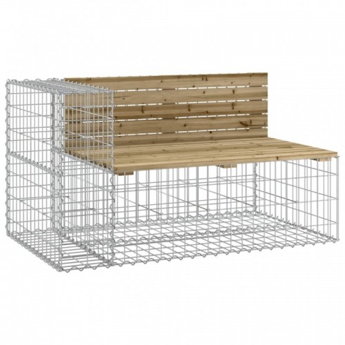 Tömör impregnált fenyőfa gabion kerti pad 122x71x65,5 cm