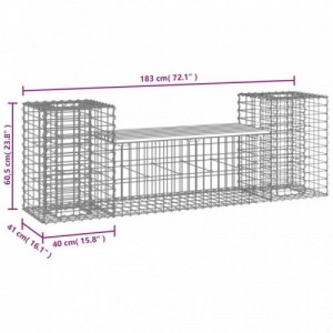 Tömör duglászfenyő gabion kerti pad 183x41x60,5 cm