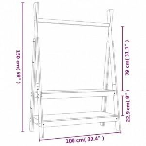 Fehér tömör fenyőfa ruhatartó állvány 100 x 45,5 x 150 cm