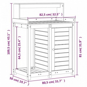 Impregnált fenyőfa ültetőasztal polcokkal 82,5 x 50 x 109,5 cm