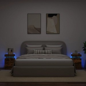 2 db sonoma tölgy színű éjjeliszekrény LED-ekkel 35x39x55 cm