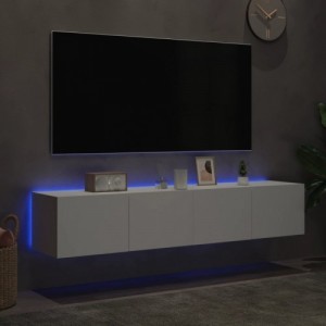2 db fehér falra szerelhető TV-szekrény LED-del 60x35x31 cm