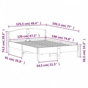 Viaszbarna tömör fenyőfa ágy matrac nélkül 120 x 190 cm