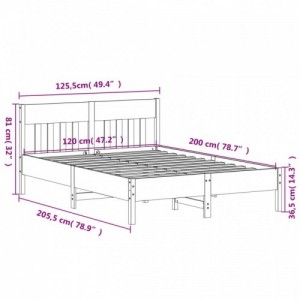 Viaszbarna tömör fenyőfa ágy matrac nélkül 120 x 200 cm