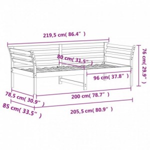 Fehér tömör fenyőfa kanapéágy matrac nélkül 80 x 200 cm