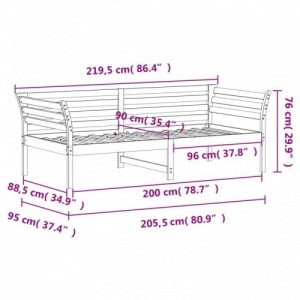 Viaszbarna tömör fenyőfa kanapéágy matrac nélkül 90 x 200 cm