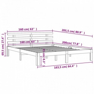 Viaszbarna tömör fenyőfa ágy matrac nélkül 160 x 200 cm