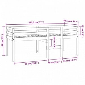 Viaszbarna tömör fenyőfa magasított ágy 75x190 cm