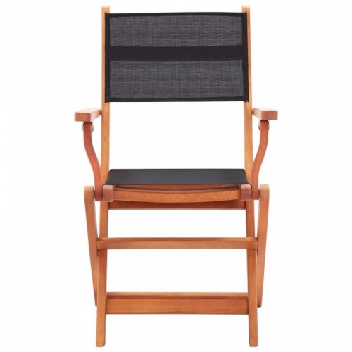 6 db fekete tömör eukaliptuszfa és textilén összecsukható szék