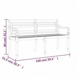 Tömör tíkfa Batavia pad antracitszürke párnával 150 cm