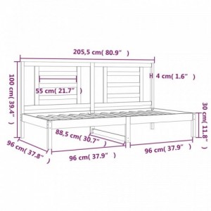 Fehér tömör fenyőfa kanapéágy matrac nélkül 90 x 200 cm