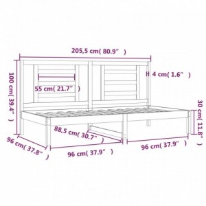 Fekete tömör fenyőfa kanapéágy 90 x 200 cm