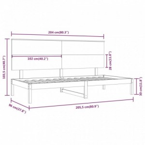 Mézbarna tömör fenyőfa kanapéágy 90 x 200 cm