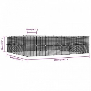 60 paneles fekete acél kisállatketrec ajtóval 35 x 35 cm