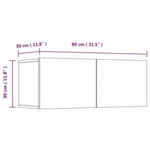 4 db fekete szerelt fa TV-szekrény 80 x 30 x 30 cm